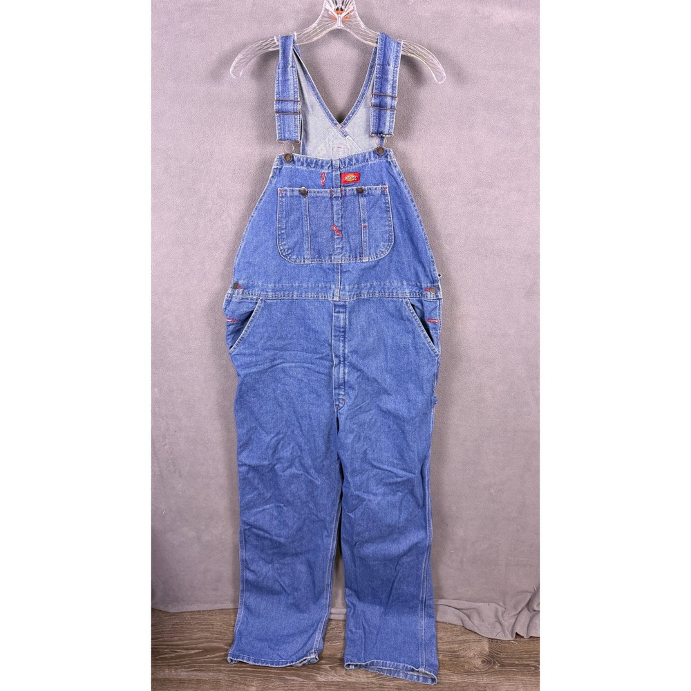 Dickies Denim Overalls Men 38x34 Blue Workwear Bibs Carpenter Baggy